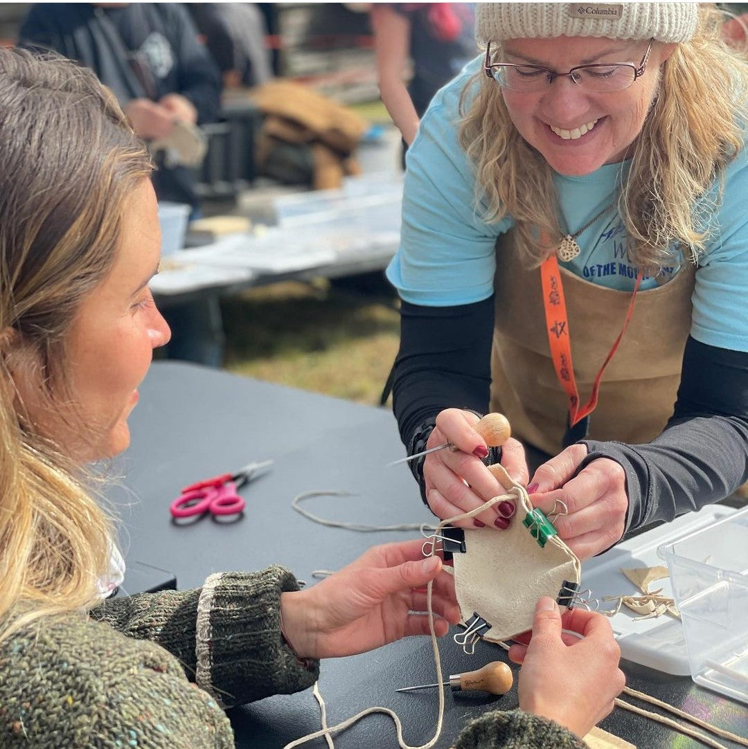 Buckskin medicine bag class at the Mountain Readiness Fallout, Oct 19th, 2024